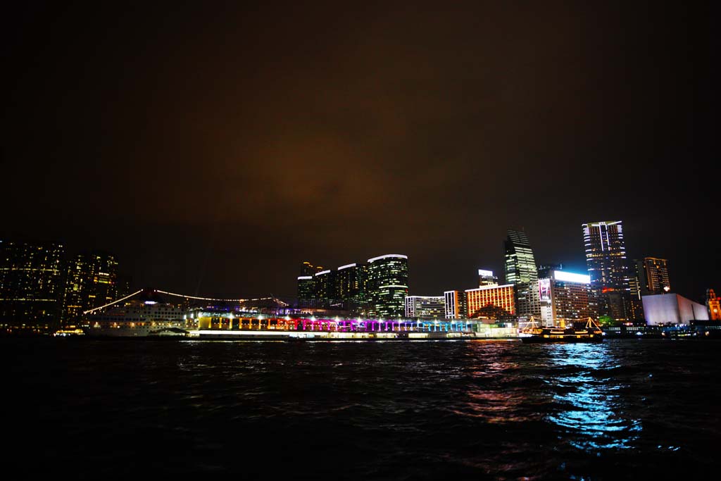 foto,tela,gratis,paisaje,fotografa,idea,La vista de noche de Hong Kong, Rascacielos, Edificio, Nen, Vista de noche