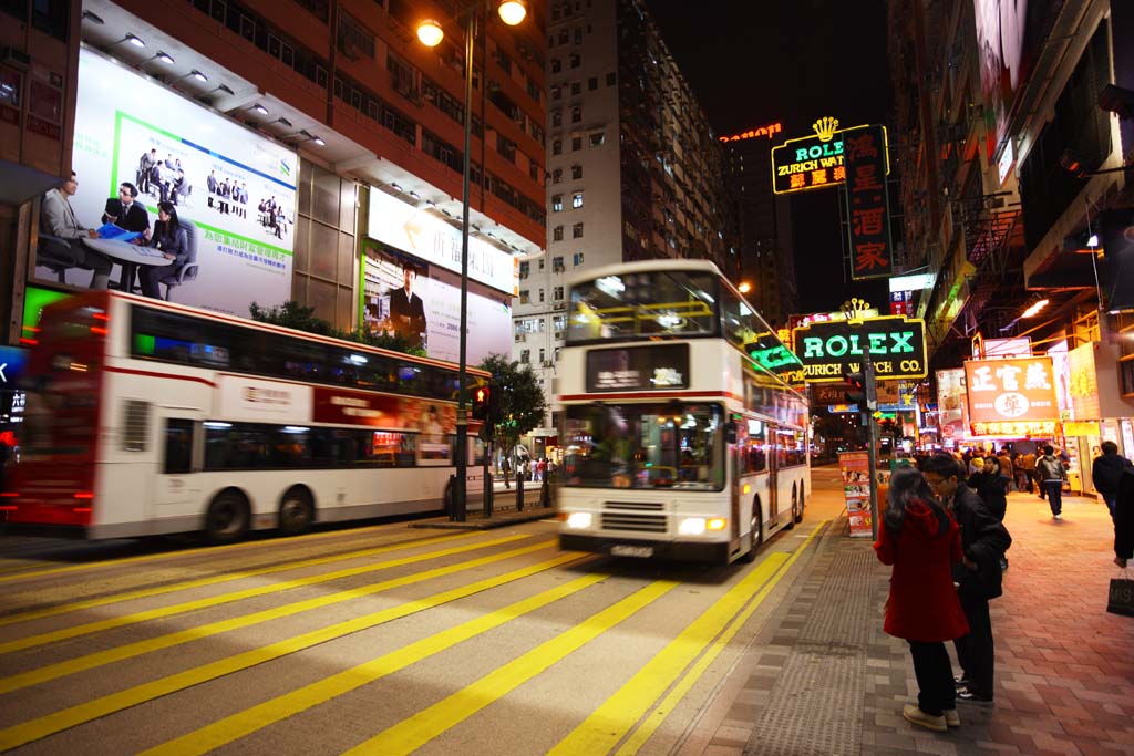 Foto, materieel, vrij, landschap, schilderstuk, bevoorraden foto,Avond Hong Kong, Neon, Opkomst, Winkel, Signboard