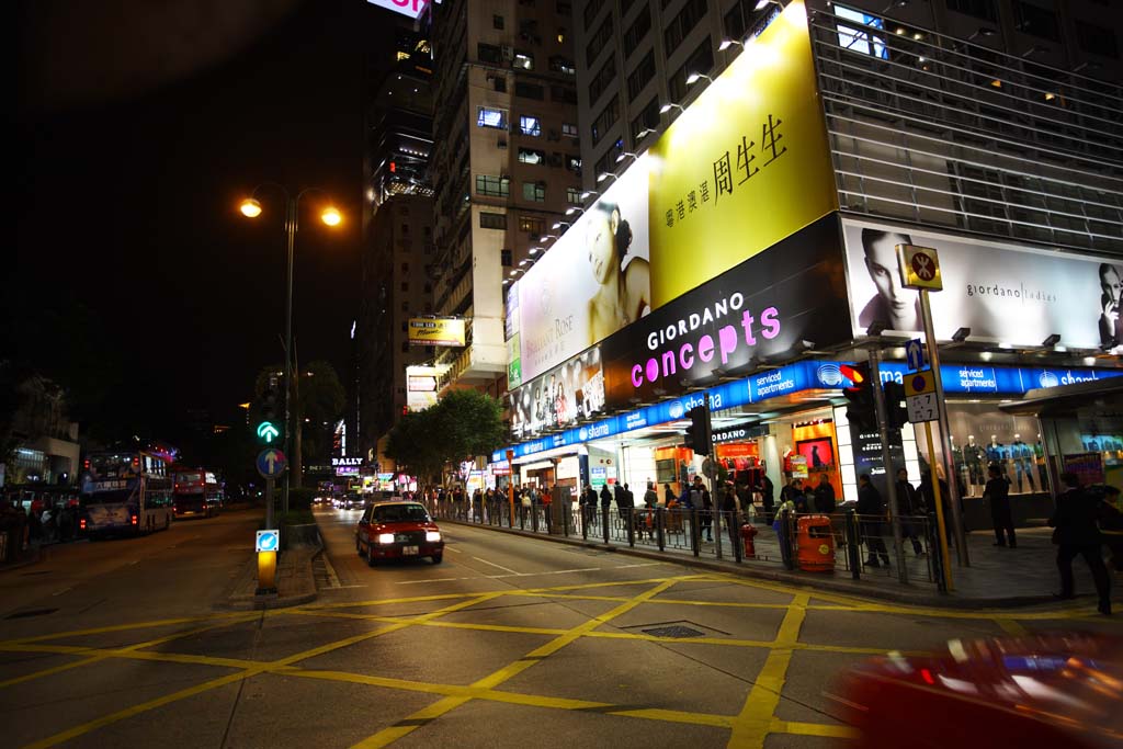 Foto, materieel, vrij, landschap, schilderstuk, bevoorraden foto,Avond Hong Kong, Neon, Opkomst, Winkel, Signboard