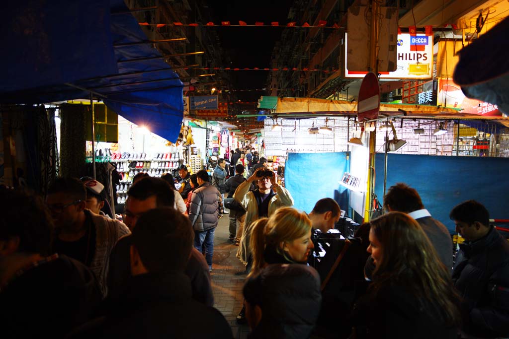 Foto, materieel, vrij, landschap, schilderstuk, bevoorraden foto,Avond Hong Kong, Neon, Opkomst, Winkel, Signboard