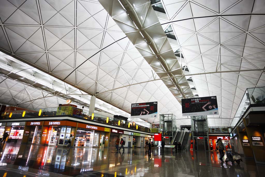 Foto, materiell, befreit, Landschaft, Bild, hat Foto auf Lager,Hongkong internationaler Flughafen, Pfeiler, Dach, Ein Flugzeug, 