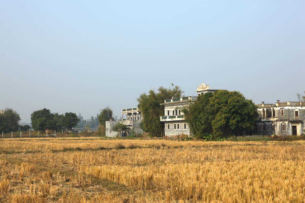 Foto, materieel, vrij, landschap, schilderstuk, bevoorraden foto,Zi Li Cun, De ravages, Beeldhouwkunst, [een stenige lap] Een toren, Ik ben Western-trant