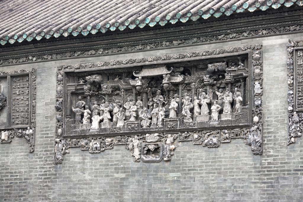 Foto, materieel, vrij, landschap, schilderstuk, bevoorraden foto,Chen Clan Temple, Chinese particuliere handenarbeiden gebouw, Baksteen beeldhouwkunst, Zuidelijk edel, Decoratie