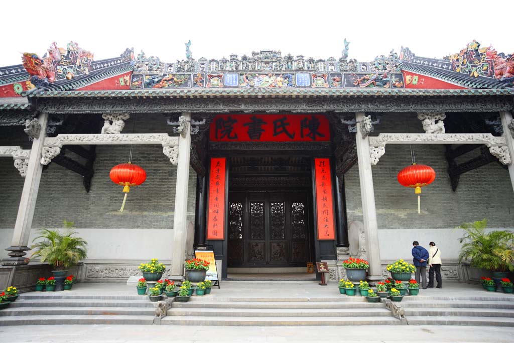 Foto, materieel, vrij, landschap, schilderstuk, bevoorraden foto,Chen Clan Temple, Chinese particuliere handenarbeiden gebouw, Baksteen beeldhouwkunst, Zuidelijk edel, Decoratie