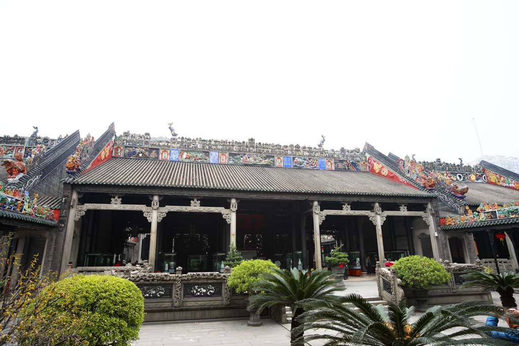 Foto, materieel, vrij, landschap, schilderstuk, bevoorraden foto,Chen Clan Temple, Chinese particuliere handenarbeiden gebouw, Baksteen beeldhouwkunst, Zuidelijk edel, Decoratie