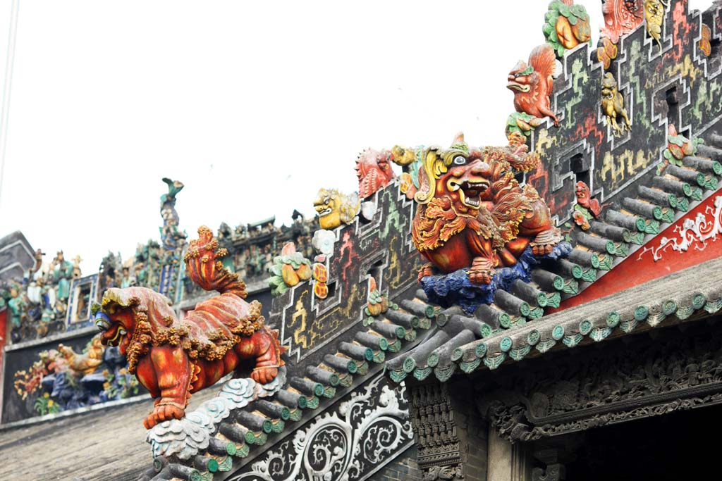 Foto, materieel, vrij, landschap, schilderstuk, bevoorraden foto,Chen Clan Temple, Chinese particuliere handenarbeiden gebouw, Baksteen beeldhouwkunst, Zuidelijk edel, Decoratie