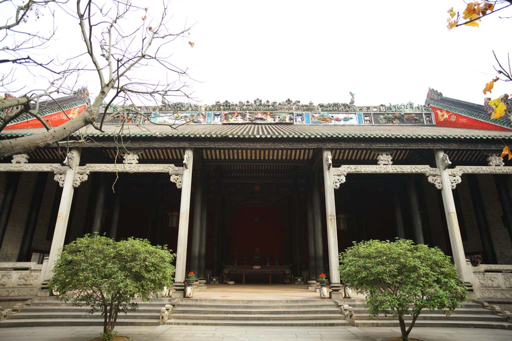 Foto, materieel, vrij, landschap, schilderstuk, bevoorraden foto,Chen Clan Temple, Chinese particuliere handenarbeiden gebouw, Baksteen beeldhouwkunst, Zuidelijk edel, Decoratie