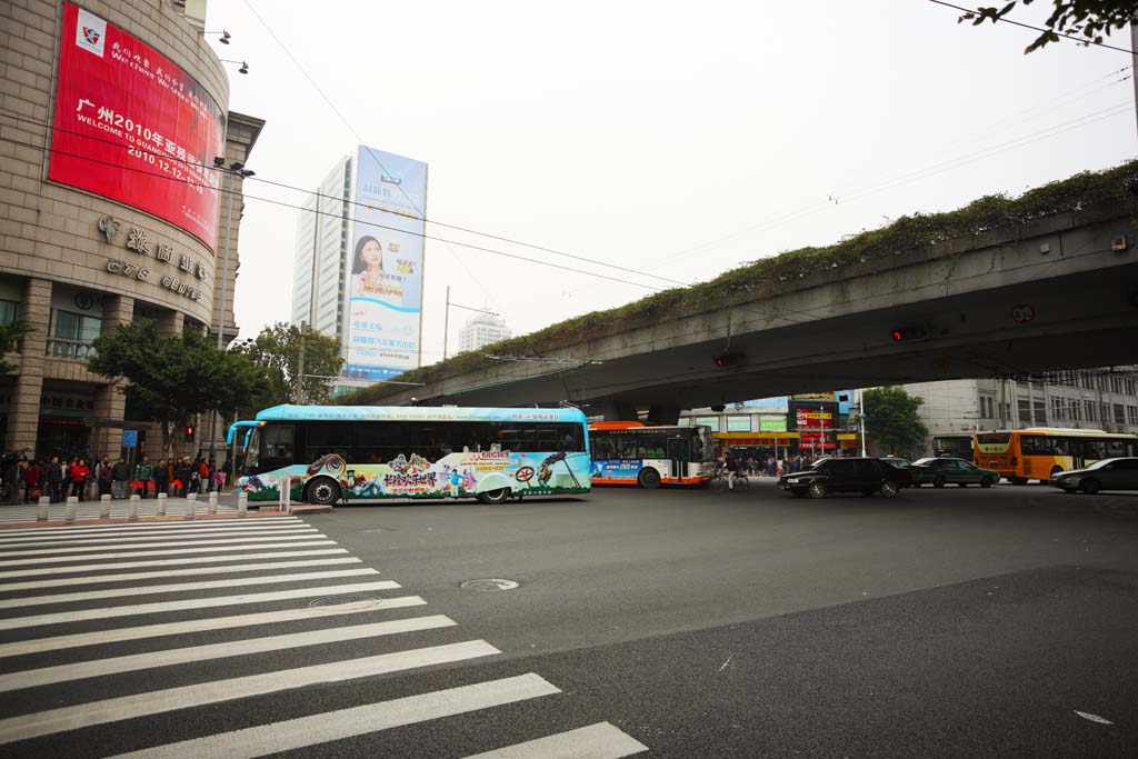 Foto, materieel, vrij, landschap, schilderstuk, bevoorraden foto,Volgens Guangzhou, Autobus, Signboard, Hoge plank, 