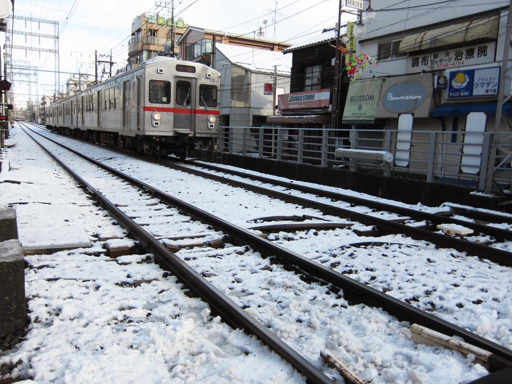 photo, la matire, libre, amnage, dcrivez, photo de la rserve,Une piste neigeuse, voie ferre, train, , 