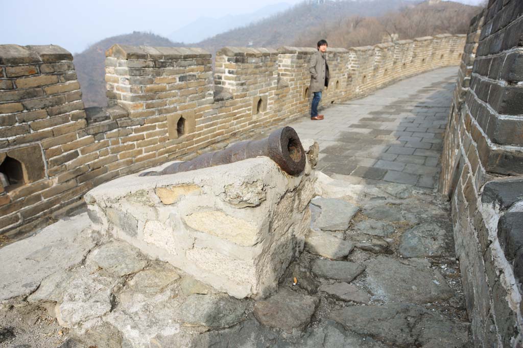 Foto, materiell, befreit, Landschaft, Bild, hat Foto auf Lager,Mu Tian Yu groe Mauer, Burgmauer, Vorsicht in einer Burg, Der Hsiung-Nu, Kanone