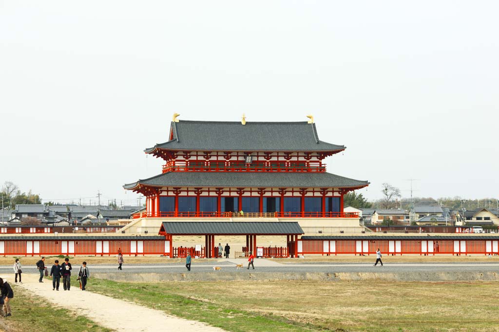 photo,material,free,landscape,picture,stock photo,Creative Commons,Heijokyo Emperor's Administrative Office Building, Remains, city, I am painted in red, 