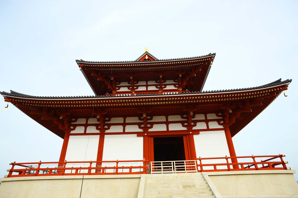 photo,material,free,landscape,picture,stock photo,Creative Commons,Heijokyo Emperor's Administrative Office Building, Remains, city, I am painted in red, 