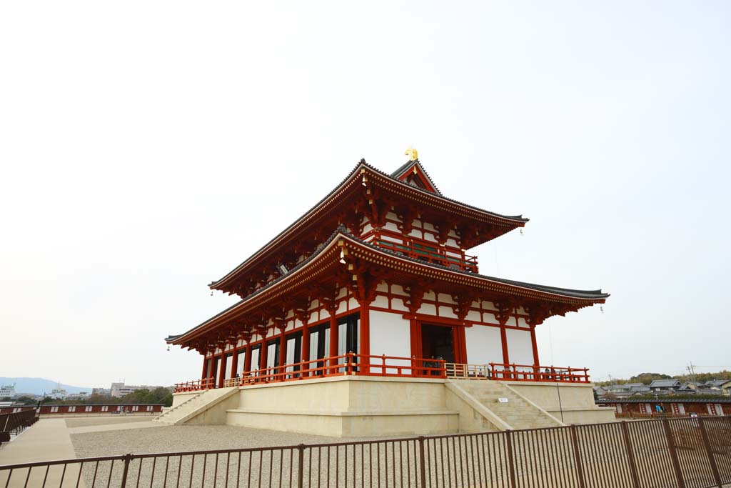 photo,material,free,landscape,picture,stock photo,Creative Commons,Heijokyo Emperor's Administrative Office Building, Remains, city, I am painted in red, 