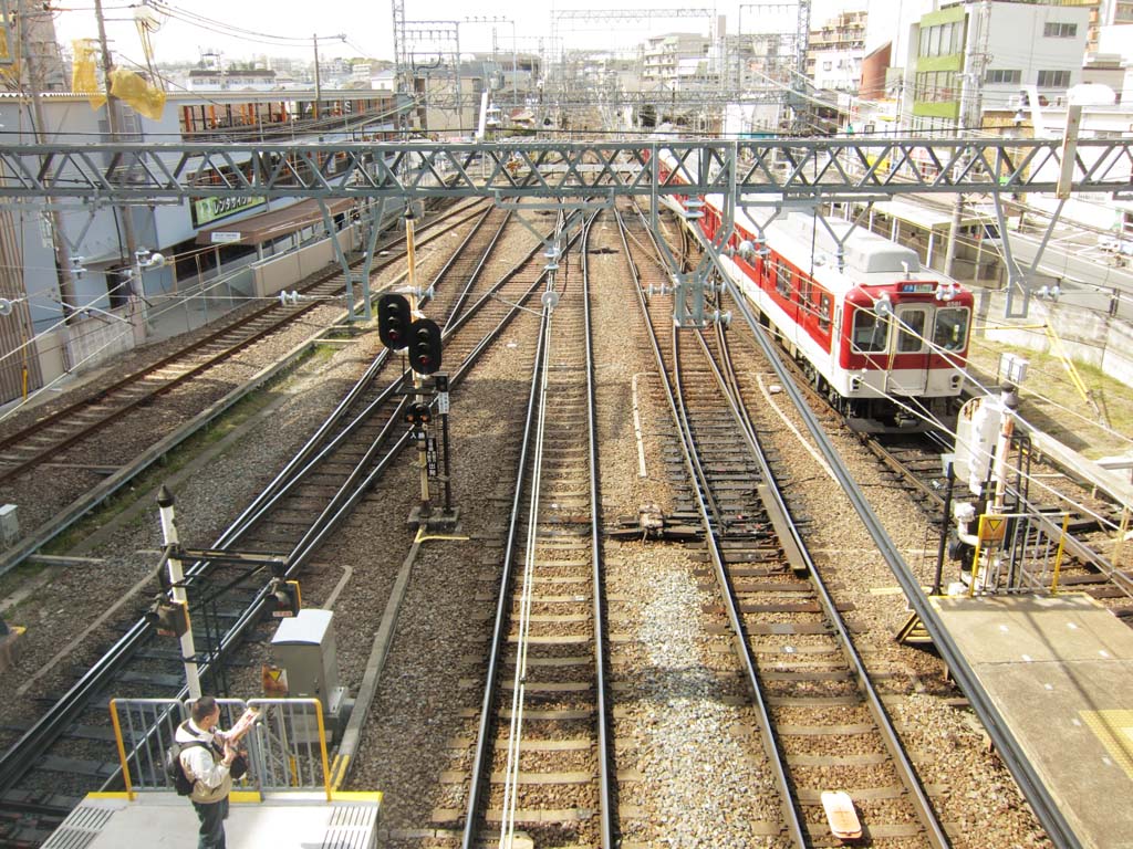 photo,material,free,landscape,picture,stock photo,Creative Commons,Kintetsu Yamatosaidaiji, railroad, train, point, change