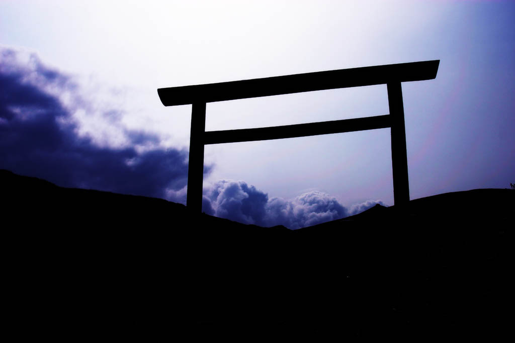 fotografia, material, livra, ajardine, imagine, proveja fotografia,Fantasia de um torii, porto de torii, nuvem, cu, ilha