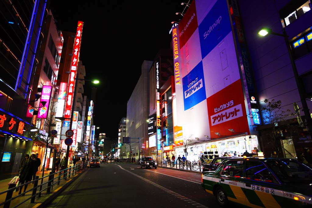 Foto, materieel, vrij, landschap, schilderstuk, bevoorraden foto,Benedenstad van Ikebukuro, Winkel, Neon, Straatlantaarn, Koper