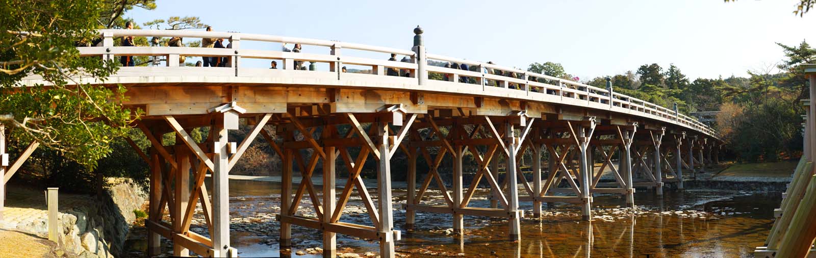 Foto, materiell, befreit, Landschaft, Bild, hat Foto auf Lager,Ise groartige Schrein (Naiku)-Uji-Brcke, Ise gibt auf, Ise, Groartiger Schrein bei Ise, rein japanisch entwerfen Sie gewlbte Brcke