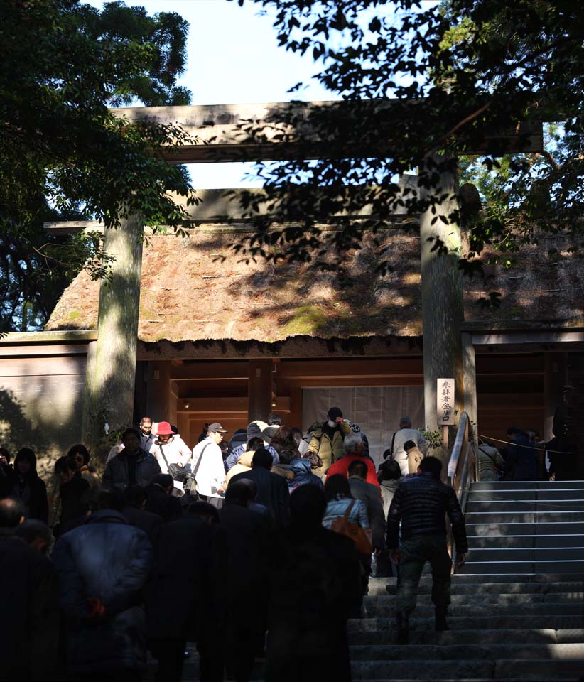 Foto, materieel, vrij, landschap, schilderstuk, bevoorraden foto,Ise Grand Shrine (Naiku) plus heiligdom, Ise afstand doet van, Ise, Voornaam Heiligdom bij Ise, Torii