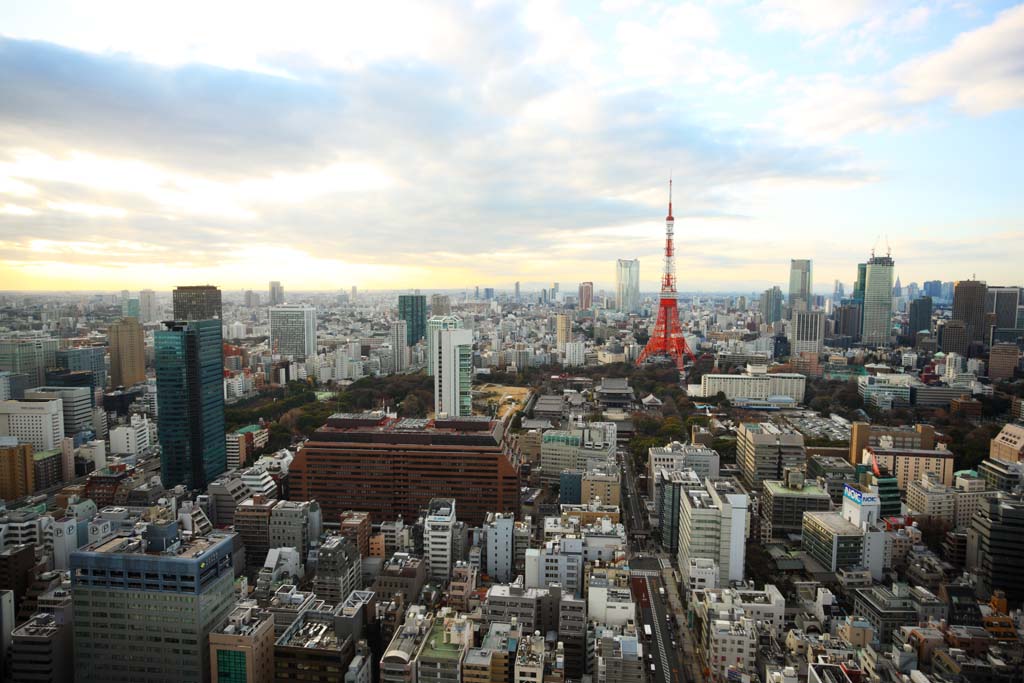 Foto, materieel, vrij, landschap, schilderstuk, bevoorraden foto,Tokio panorama, Gebouw, De benedenstad wijk, Tokio Toren, Toranomon