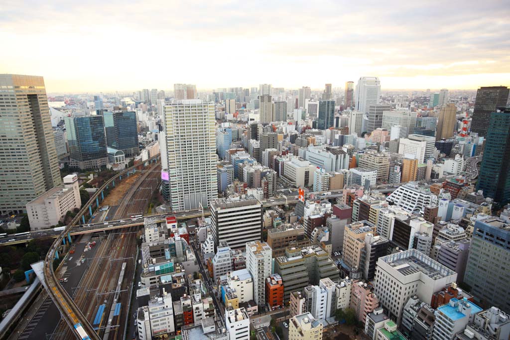 Foto, materiell, befreit, Landschaft, Bild, hat Foto auf Lager,Tokyo-Rundblick, Gebude, Das Stadtzentrumsgebiet, Tamachi, Fhrte