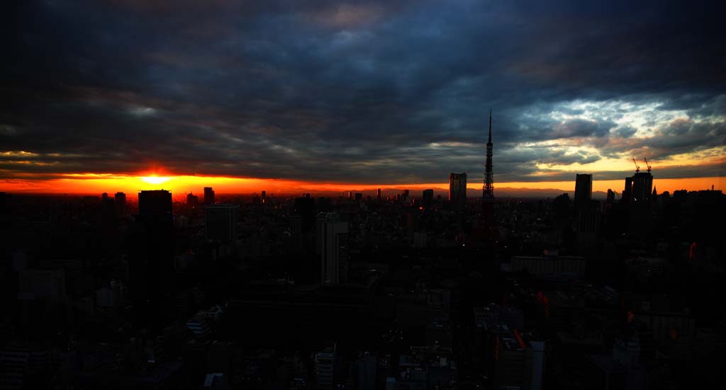 Foto, materiell, befreit, Landschaft, Bild, hat Foto auf Lager,Eine Stadt des Endes, Gebude, Das Stadtzentrumsgebiet, Tokyo-Turm, Toranomon