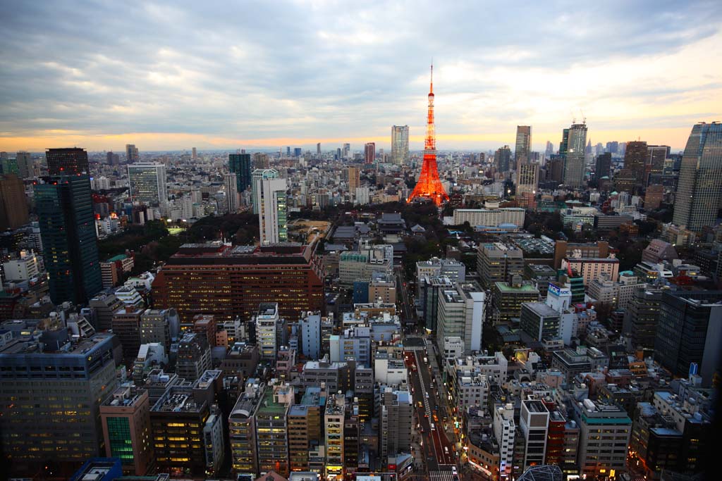 foto,tela,gratis,paisaje,fotografa,idea,Vista de noche de Tokio, Edificio, La rea del centro de la ciudad, Tokyo Tower, Toranomon