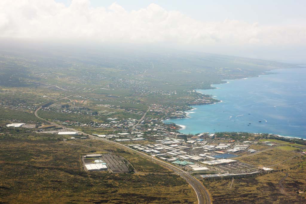 Foto, materieel, vrij, landschap, schilderstuk, bevoorraden foto,Hawaii Eiland chi lokken kona, Stad, Vakantieoord, Rijweg, De kustlijn