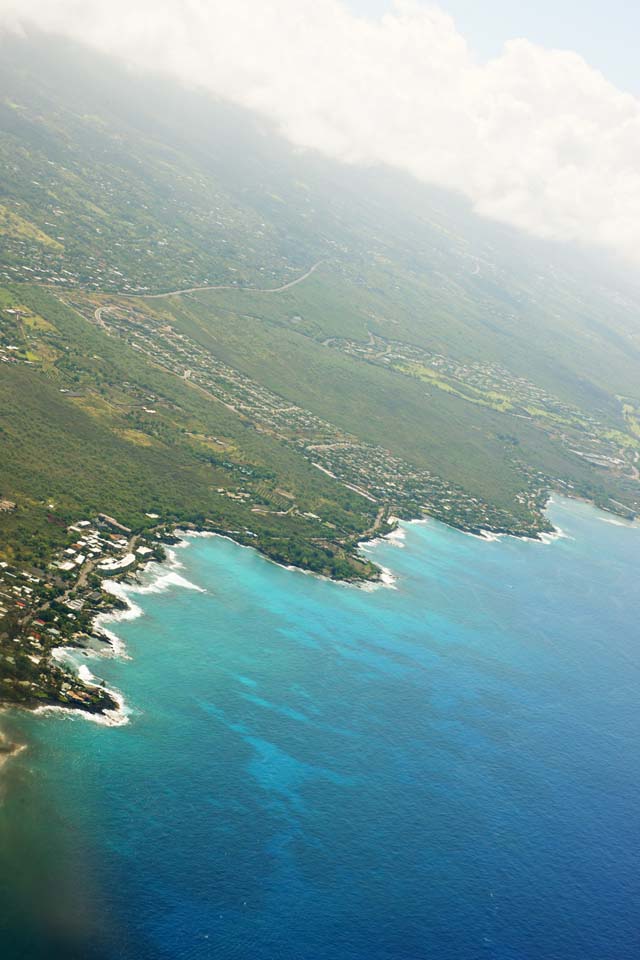 Foto, materieel, vrij, landschap, schilderstuk, bevoorraden foto,Hawaii Eiland luchtfotografie, Blauw, Vakantieoord, Strand, 