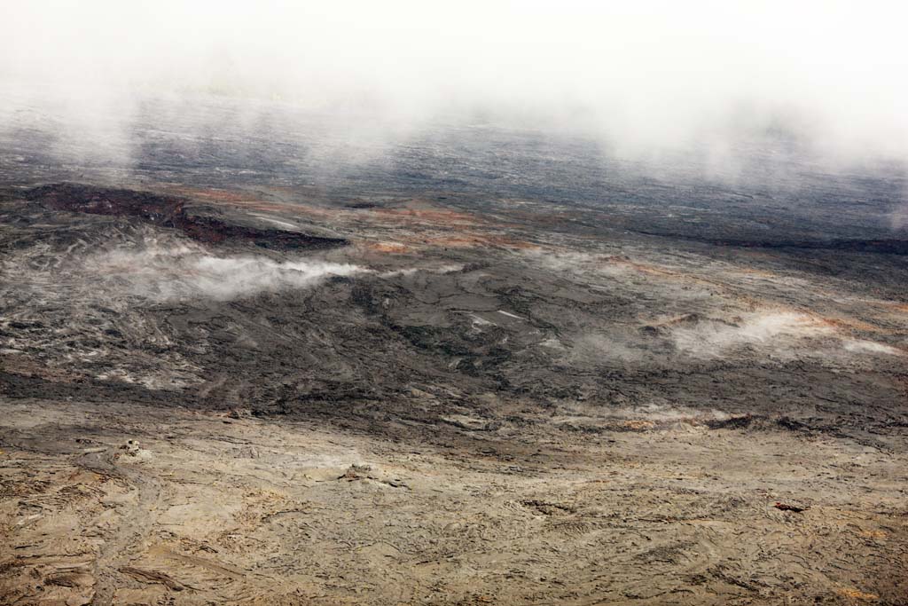 Foto, materieel, vrij, landschap, schilderstuk, bevoorraden foto,Hawaii Eiland luchtfotografie, Lava, De krater, Krak in ht gemaald, Woestijn