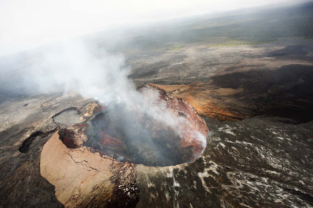 fotografia, materiale, libero il panorama, dipinga, fotografia di scorta,Mt. Kilauea, Lavico, Il cratere, Puu Oo, Fumo