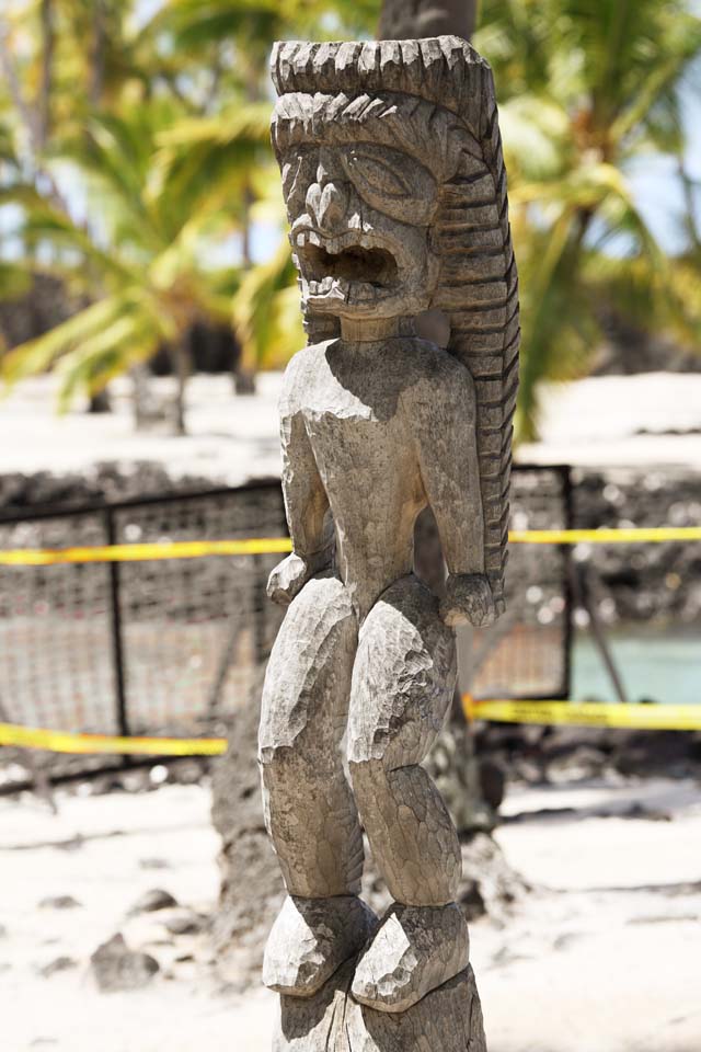 photo,material,free,landscape,picture,stock photo,Creative Commons,Pu'uhonua o Honaunau Tiki image, , , , 