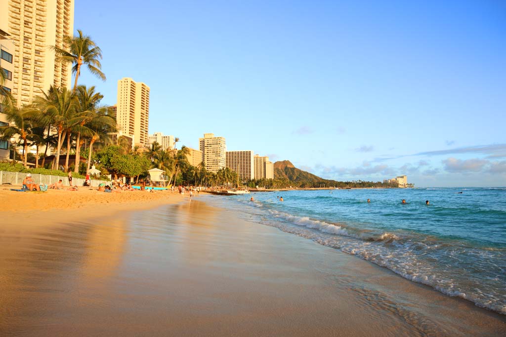 Foto, materieel, vrij, landschap, schilderstuk, bevoorraden foto,Waikiki Beach., , , , 