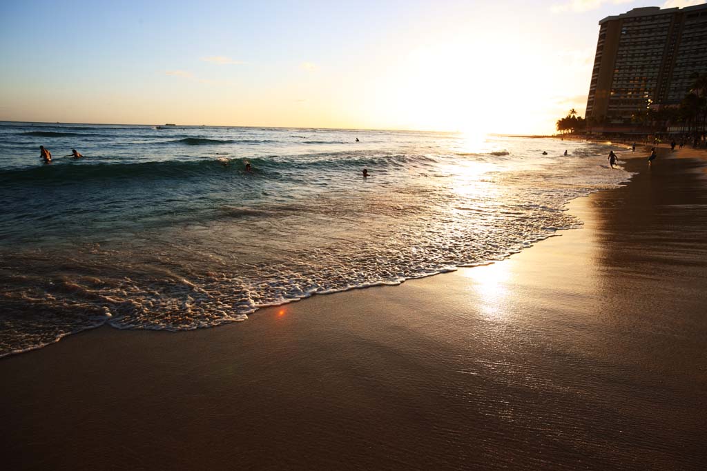 Foto, materieel, vrij, landschap, schilderstuk, bevoorraden foto,Waikiki Beach., , , , 