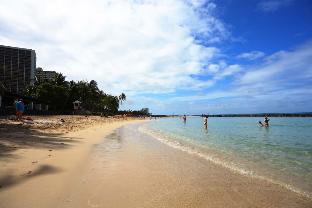 Foto, materieel, vrij, landschap, schilderstuk, bevoorraden foto,Waikiki Beach., , , , 