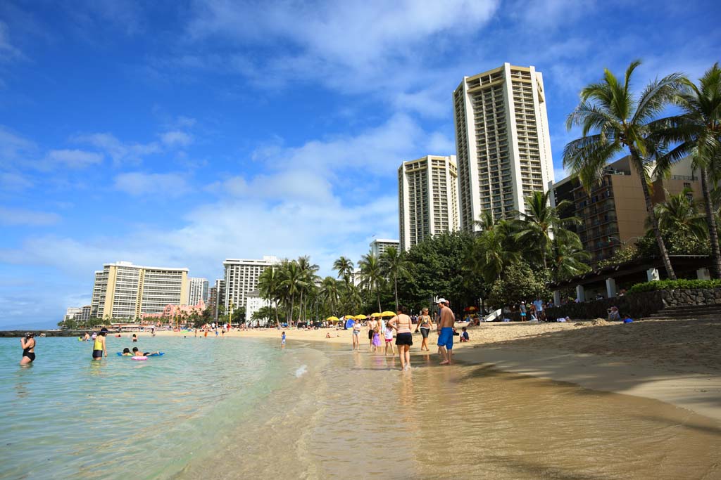 Foto, materieel, vrij, landschap, schilderstuk, bevoorraden foto,Waikiki Beach., , , , 