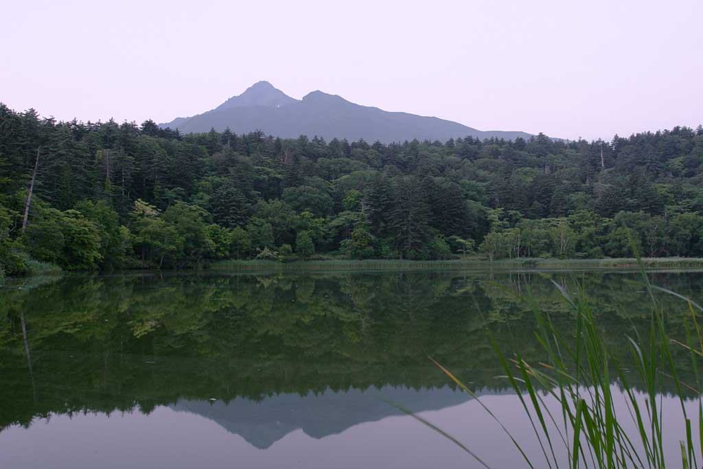 fotografia, materiale, libero il panorama, dipinga, fotografia di scorta,Mattina lo stagno di Himenuma, superficie di acqua, montagna, cielo, HimenumPond