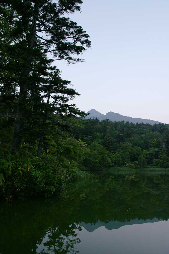 Foto, materiell, befreit, Landschaft, Bild, hat Foto auf Lager,Morgen-Himenuma-Teich, Wasseroberflche, Berg, Himmel, HimenumPond