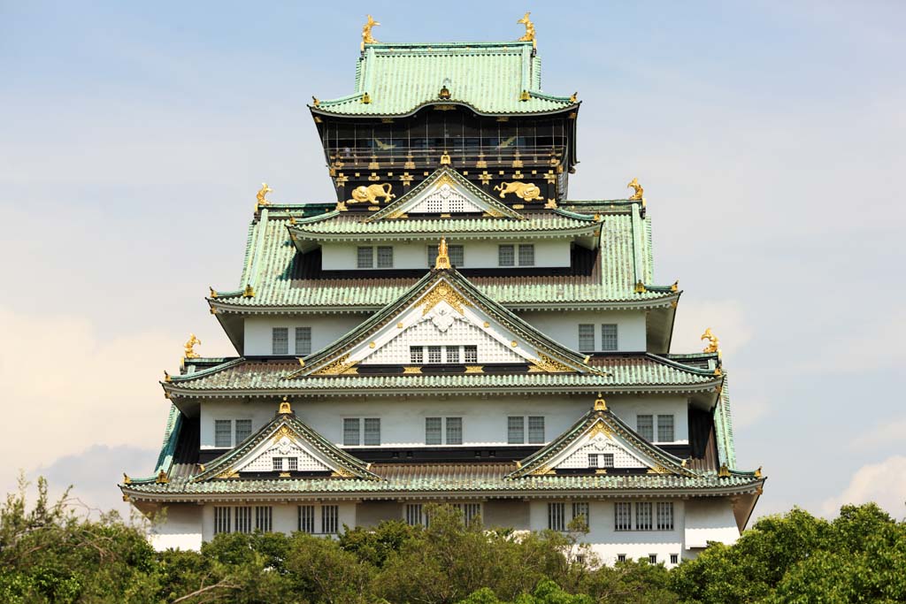 Foto, materiell, befreit, Landschaft, Bild, hat Foto auf Lager,Turm der Burg Osaka, , , , 