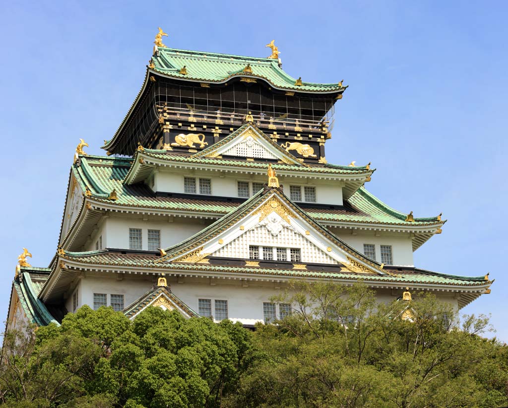 Foto, materiell, befreit, Landschaft, Bild, hat Foto auf Lager,Turm der Burg Osaka, , , , 