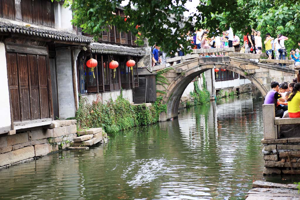 fotografia, material, livra, ajardine, imagine, proveja fotografia,Zhouzhuang ponte twin, , , , 