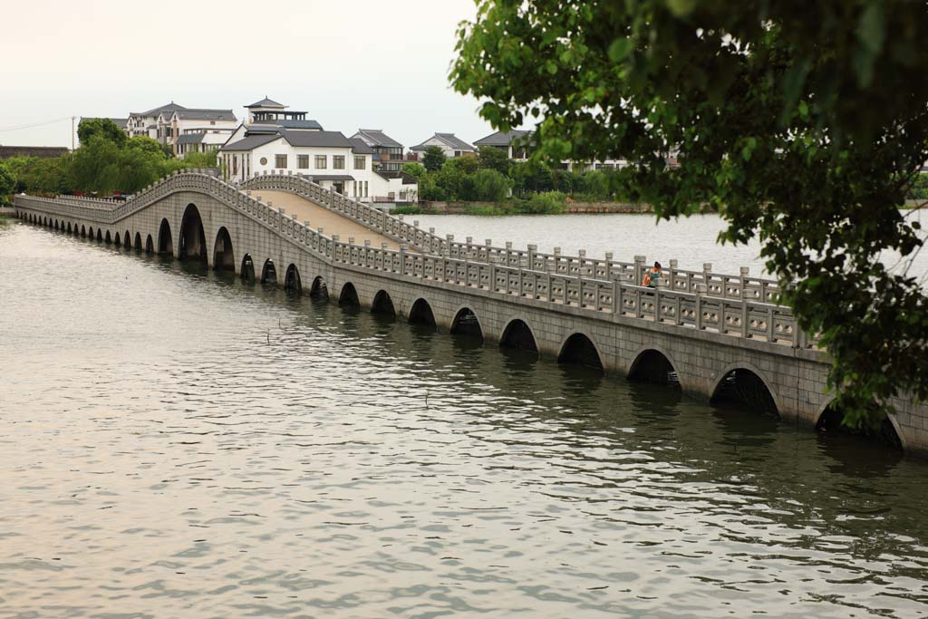 Foto, materieel, vrij, landschap, schilderstuk, bevoorraden foto,Zhouzhuang alle Fu brug, , , , 