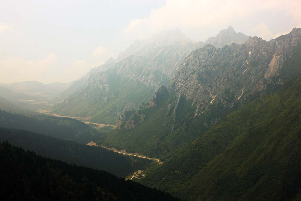 Foto, materieel, vrij, landschap, schilderstuk, bevoorraden foto,Huanglong, , , , 