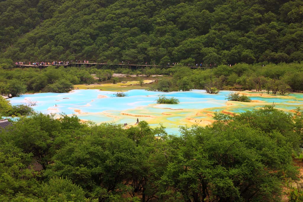 fotografia, material, livra, ajardine, imagine, proveja fotografia,Huanglong cinco cores pond, , , , 