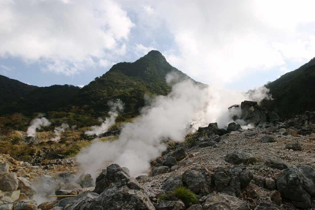 fotografia, materiale, libero il panorama, dipinga, fotografia di scorta,Ohwakudani, Hakone, vulcano, calore terrestre, montagna