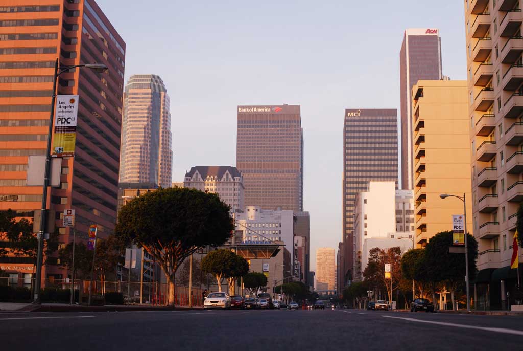 fotografia, materiale, libero il panorama, dipinga, fotografia di scorta,Il centro di sera, costruendo, automobile, grattacielo, Los Angeles