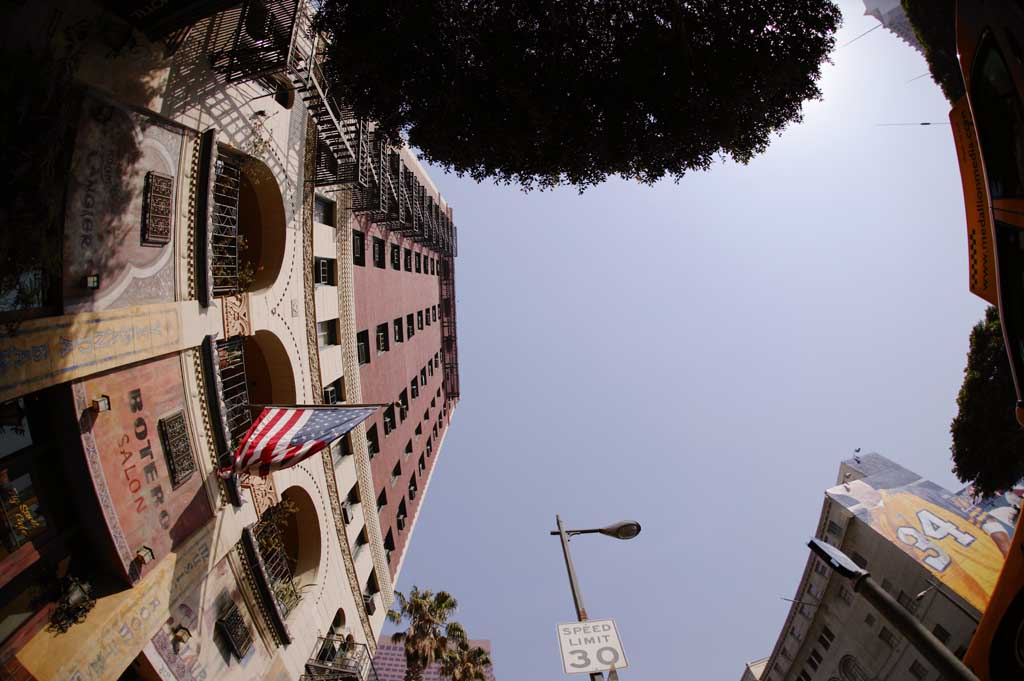 Foto, materiell, befreit, Landschaft, Bild, hat Foto auf Lager,Himmel des Stadtzentrums, Gebude, Backstein, blauer Himmel, Los Angeles