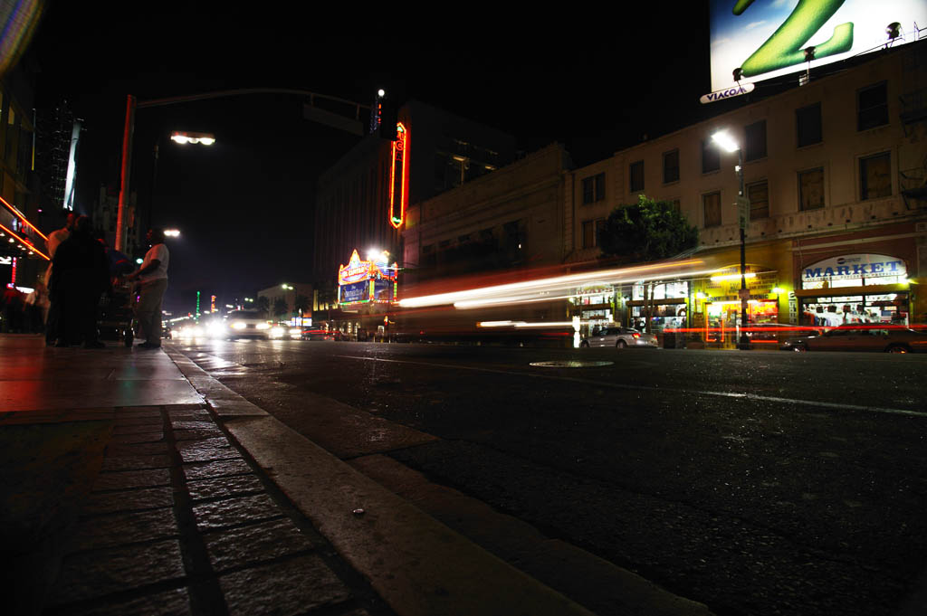 Foto, materieel, vrij, landschap, schilderstuk, bevoorraden foto,Avond van Hollywood, Bezoekende touristenplaats stip, Hollywood, Auto, Straat