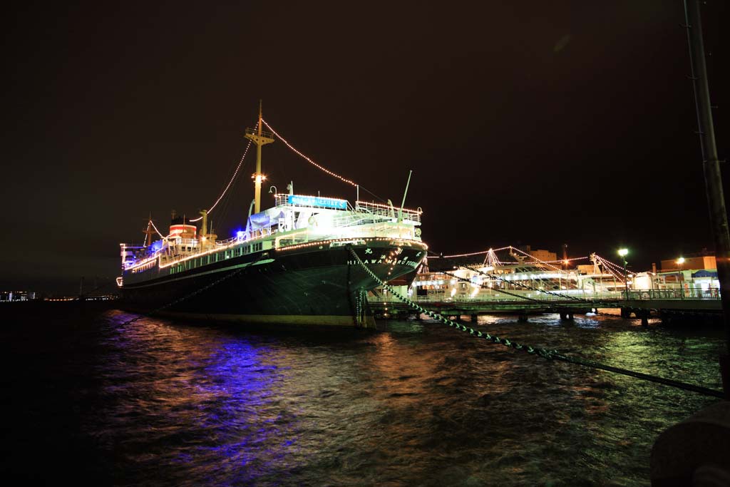 foto,tela,gratis,paisaje,fotografa,idea,El puerto de Yokohama en la noche, , , , 