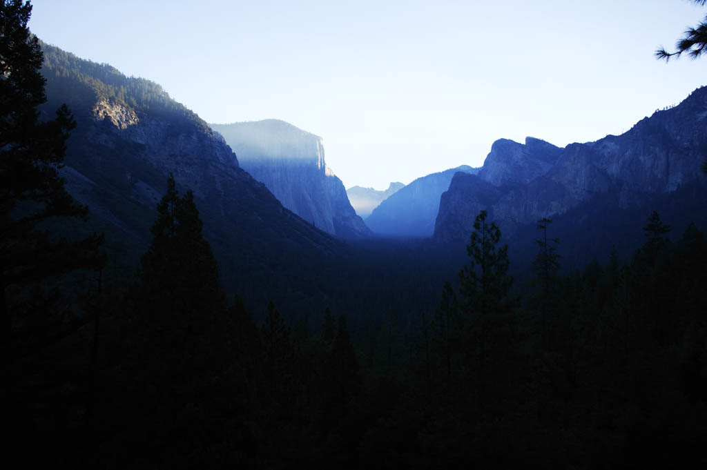 Foto, materieel, vrij, landschap, schilderstuk, bevoorraden foto,Dageraad van yosemite, Klif, De dageraad, Vallei, YOSEMITE