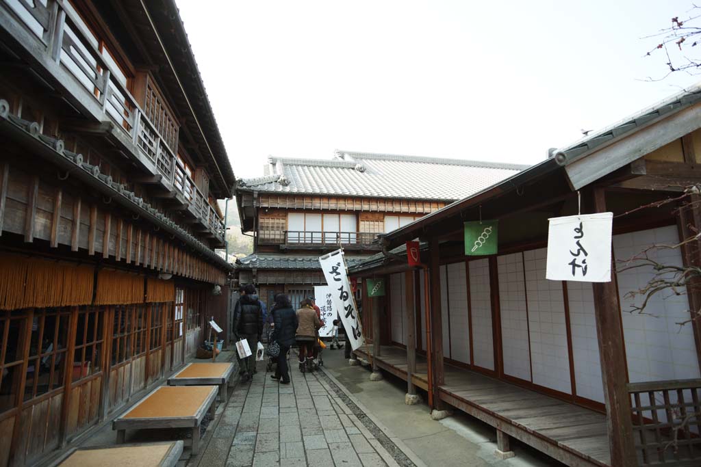 Foto, materieel, vrij, landschap, schilderstuk, bevoorraden foto,Ise Shrine voordat Okage Yokocho, , , , 